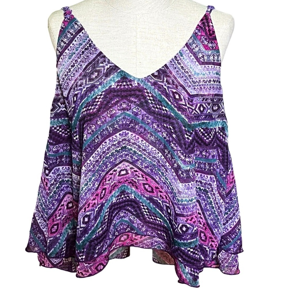 Cute & Colorful Tobi Multi-Layered Updated Aztec Style Crop Top - Size S